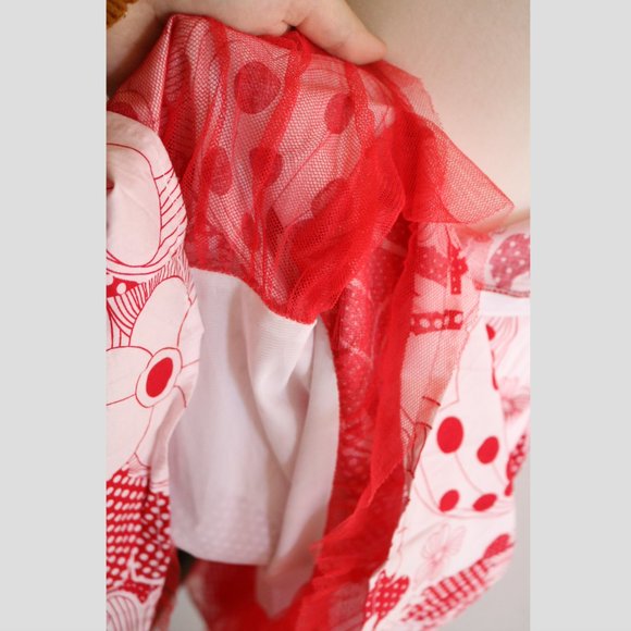 Vintage-Inspired Polka Dot Floral Strapless Dress - Picture 11 of 12